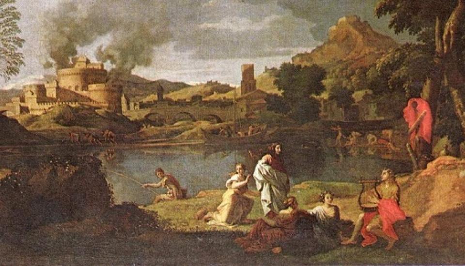 Orphée et Eurydice de Nicolas Poussin (1664), huile sur toile, Musée du Louvre
