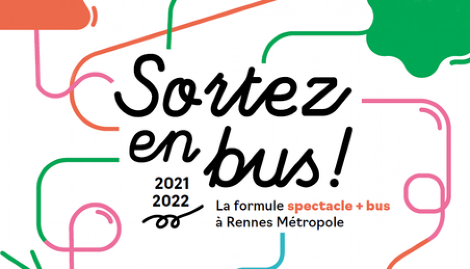 Affiche Sortez en bus présentant un plan de bus stylisé