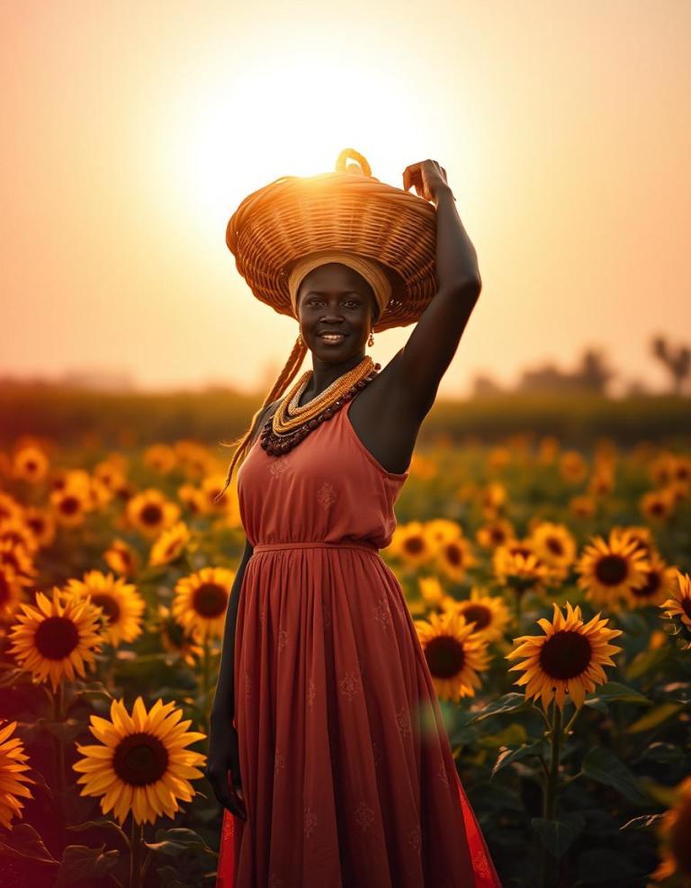 Femme Nigeria Tournesols